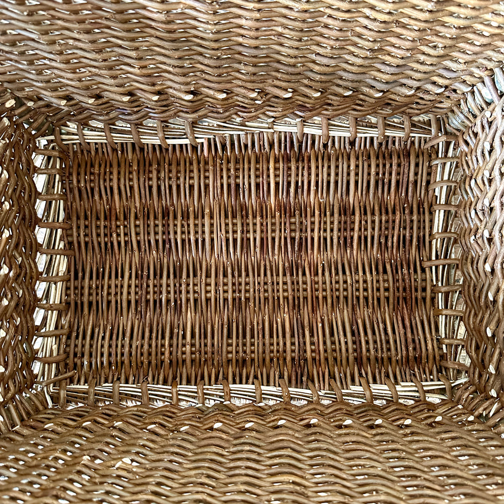 Rectangular Dark Brown Wicker Laundry Basket