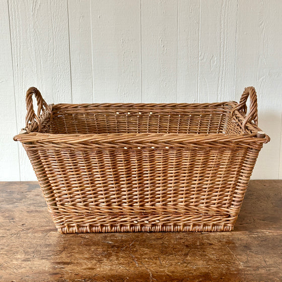 Large Rectangular Dark Brown Wicker Laundry Basket