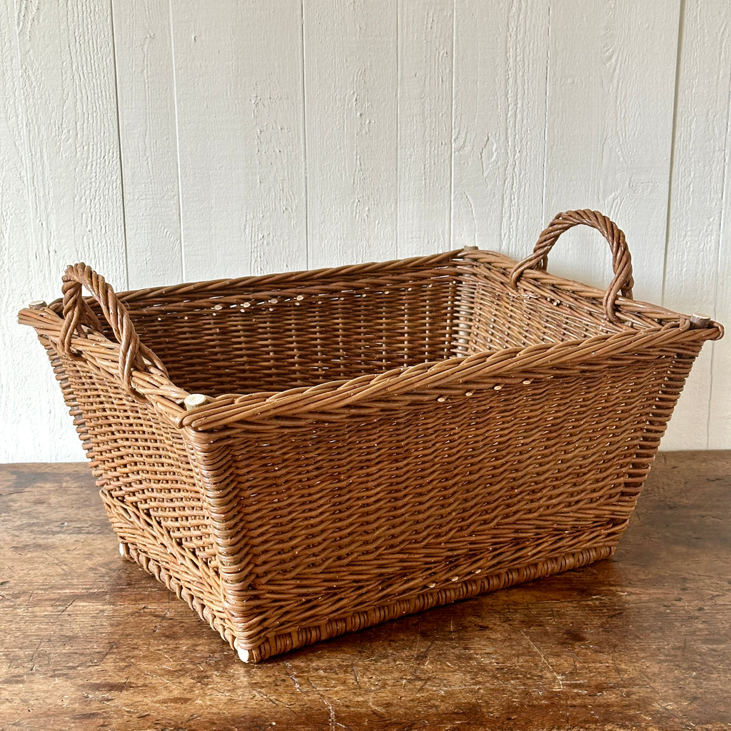 Large Rectangular Dark Brown Wicker Laundry Basket