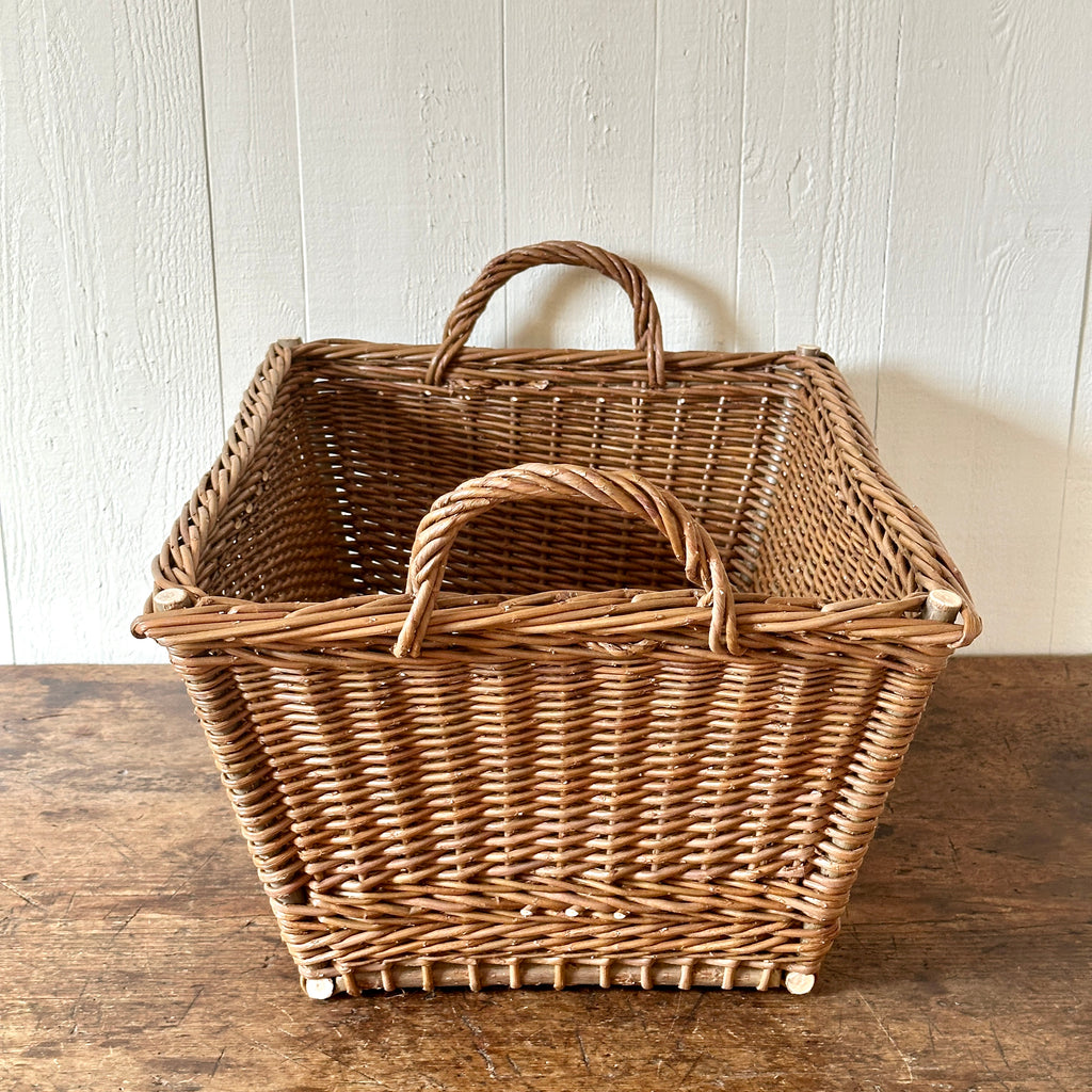 Large Rectangular Dark Brown Wicker Laundry Basket