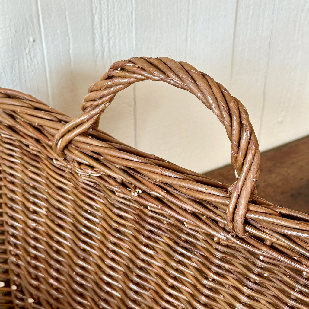 Large Rectangular Dark Brown Wicker Laundry Basket