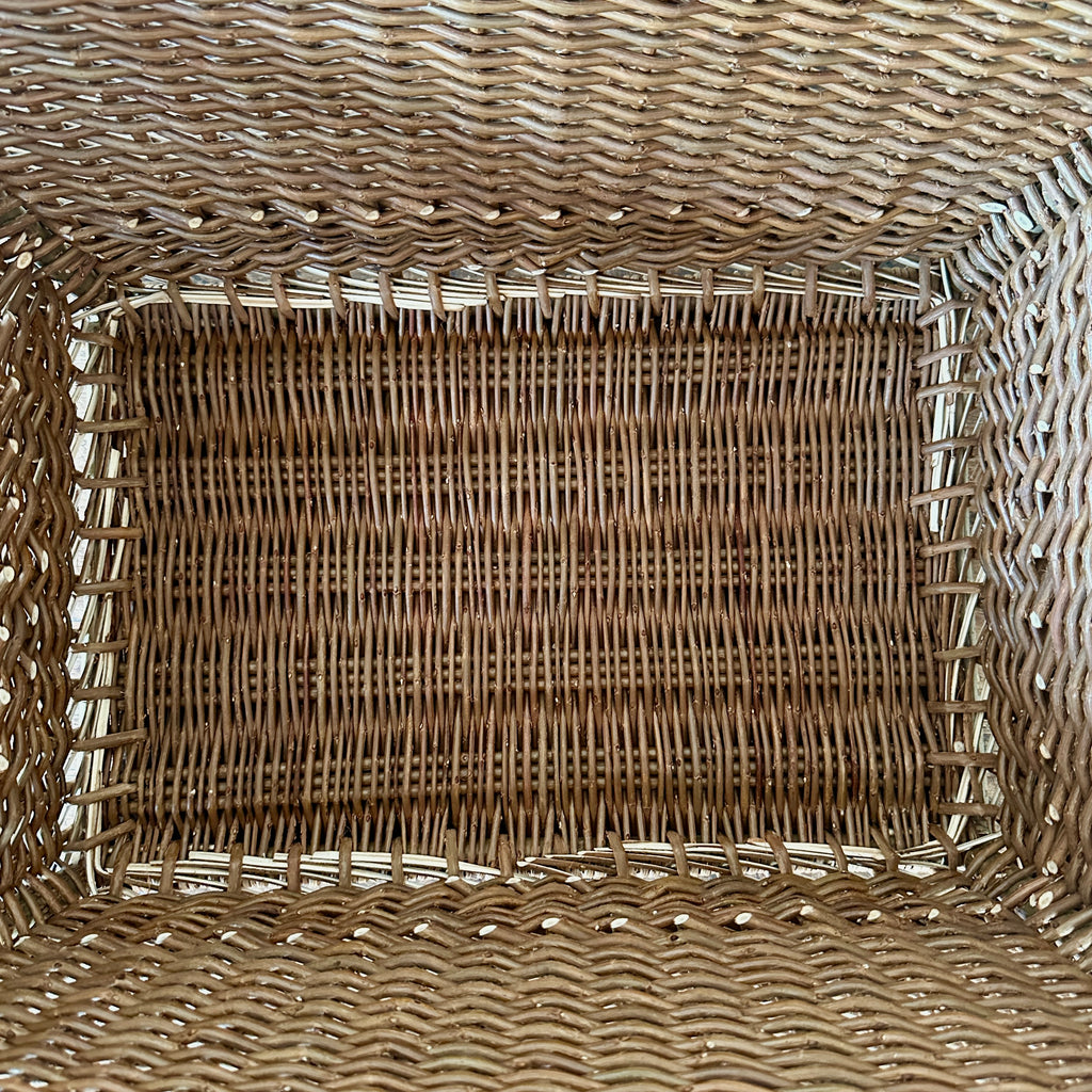 Large Rectangular Dark Brown Wicker Laundry Basket