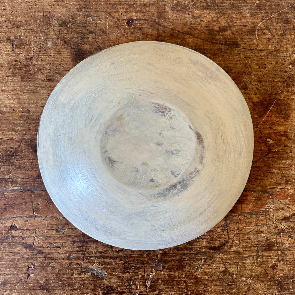 Antique 9" Wood Bowl with White Painted Exterior