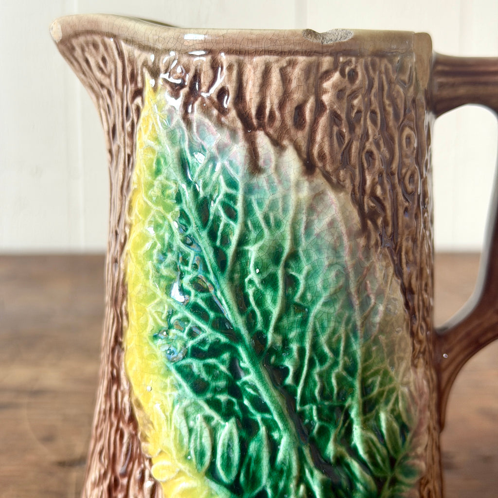 Antique Majolica Fern Cream Pitcher