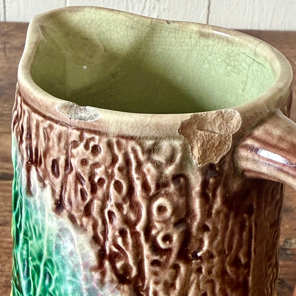 Antique Majolica Fern Cream Pitcher