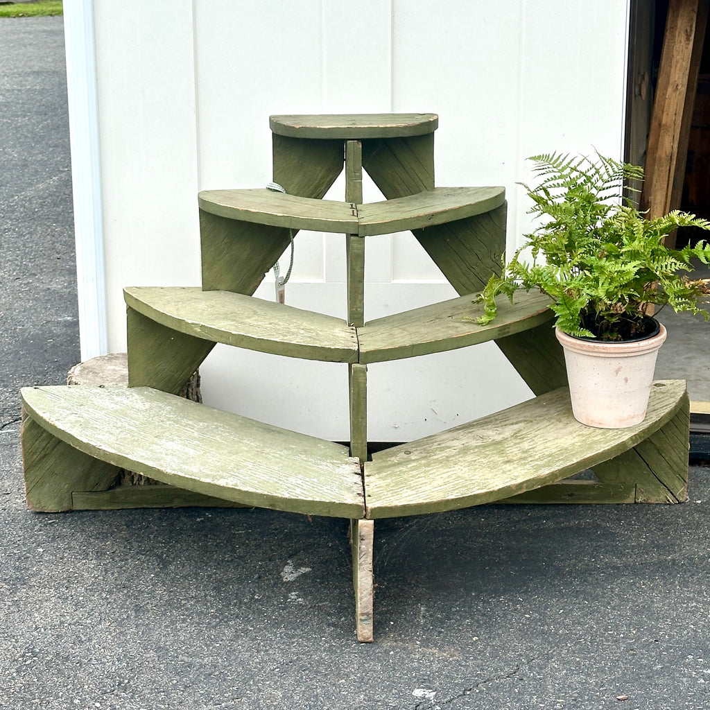 Antique Green Wooden Plant Stand