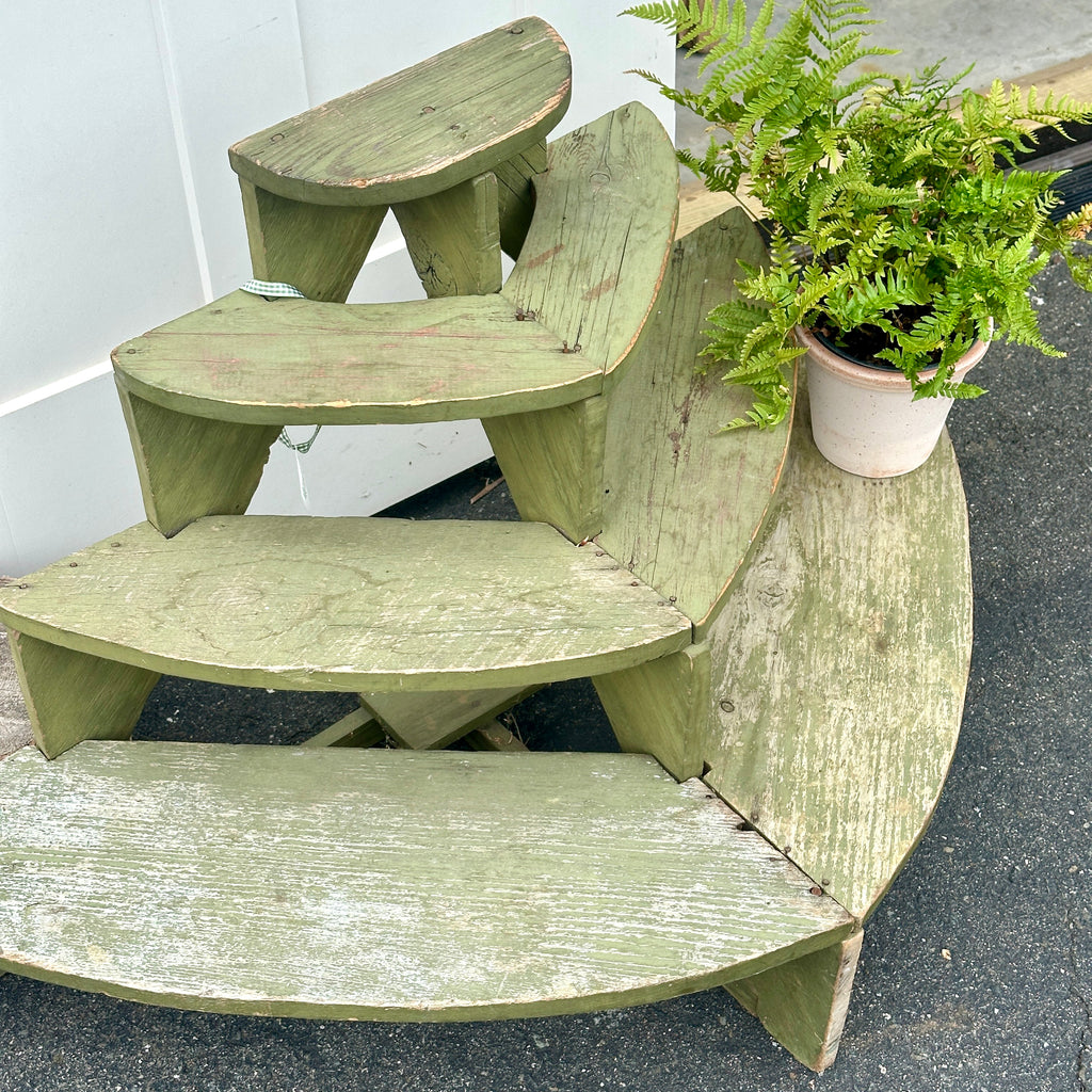 Antique Green Wooden Plant Stand