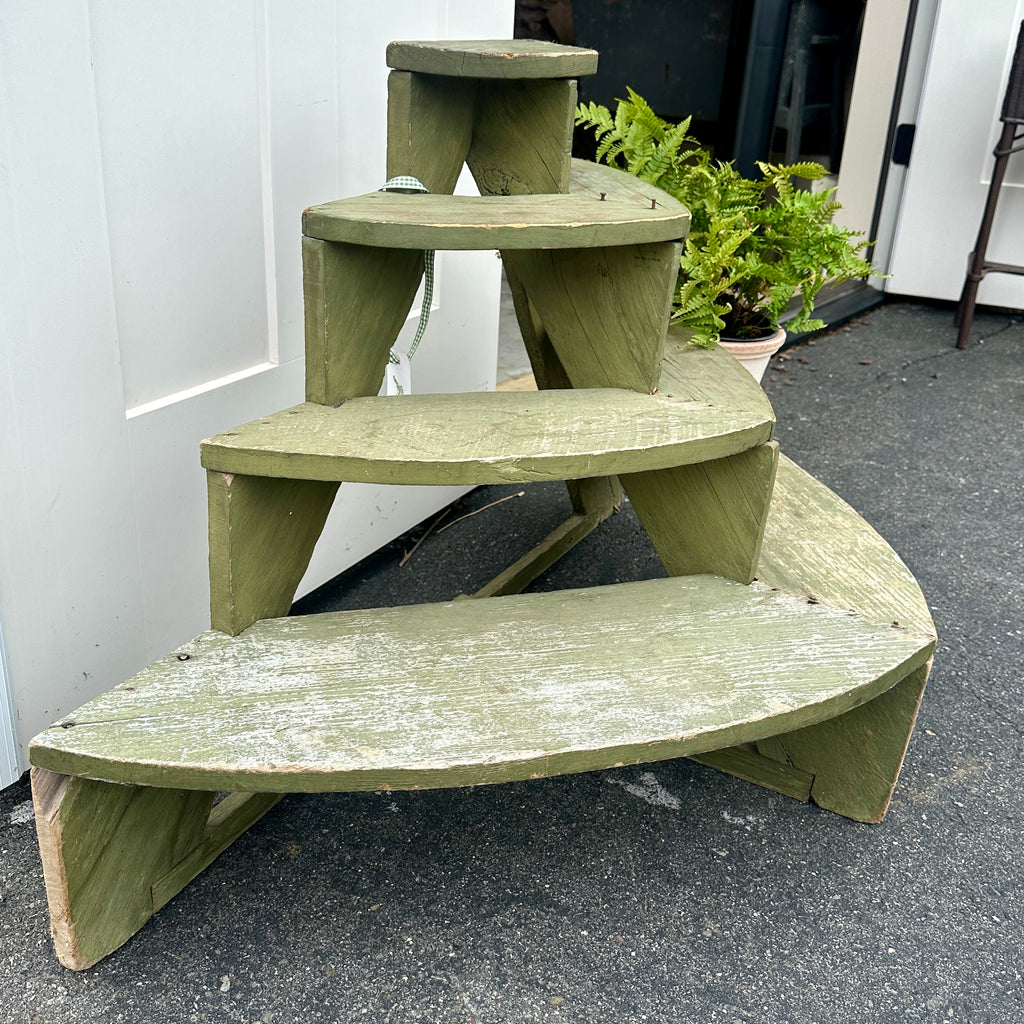 Antique Green Wooden Plant Stand