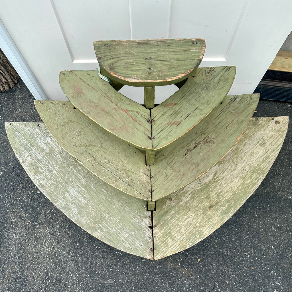 Antique Green Wooden Plant Stand