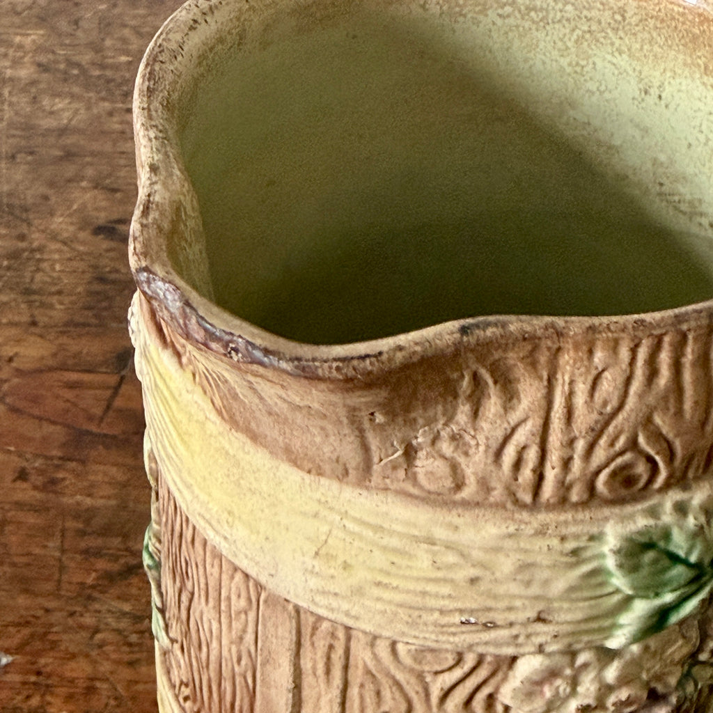 Antique Majolica Berry Faux Bois Pitcher