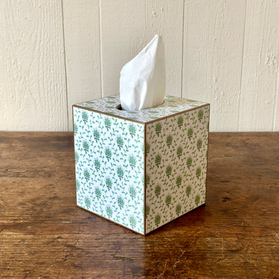 Sage Provincial Wood Tissue Box Cover
