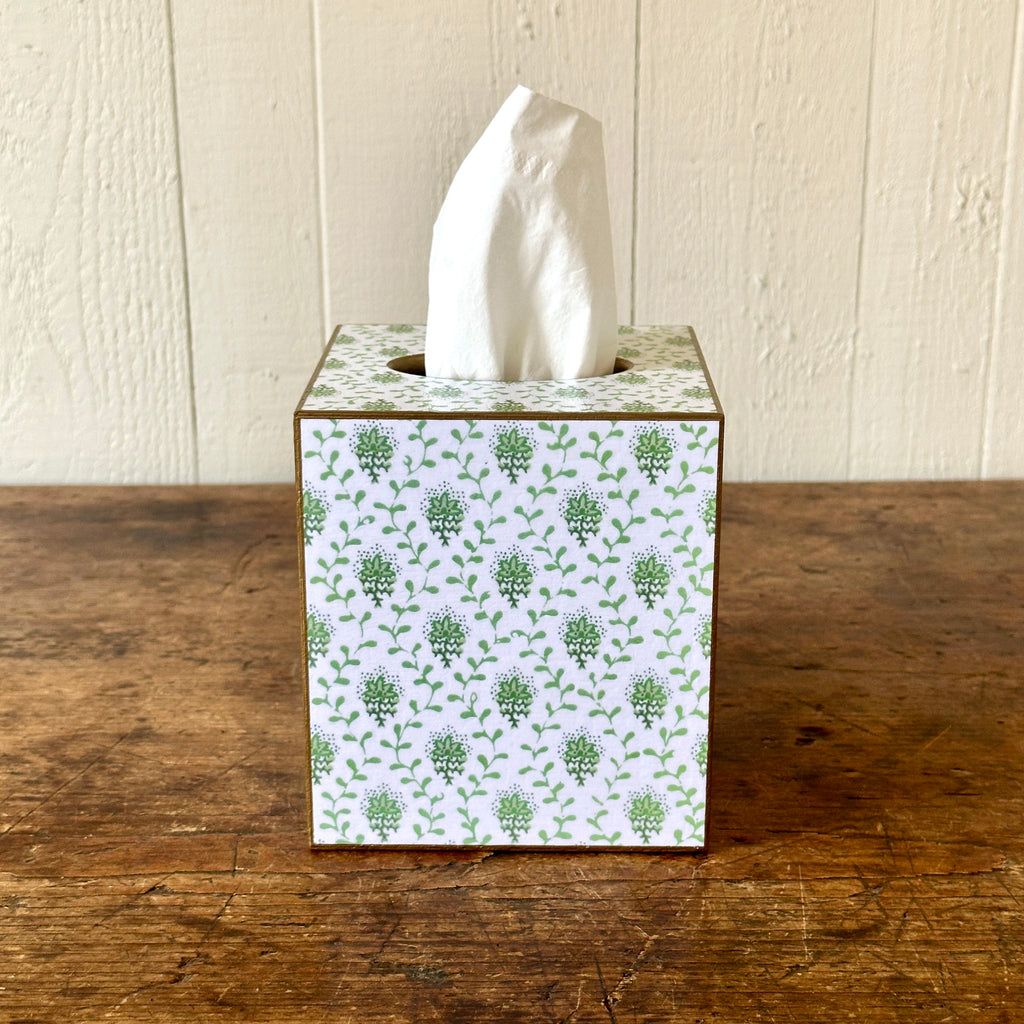 Sage Provincial Wood Tissue Box Cover