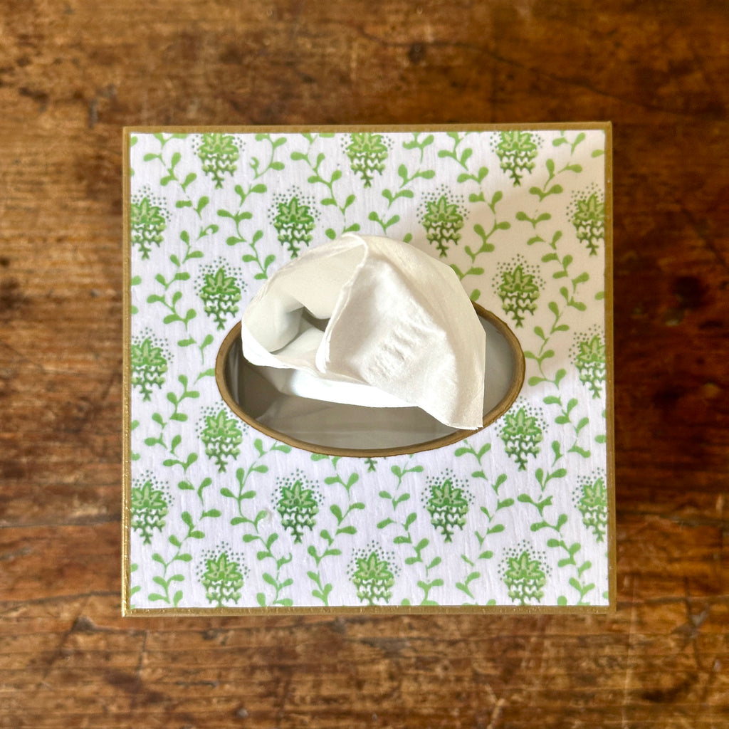 Sage Provincial Wood Tissue Box Cover