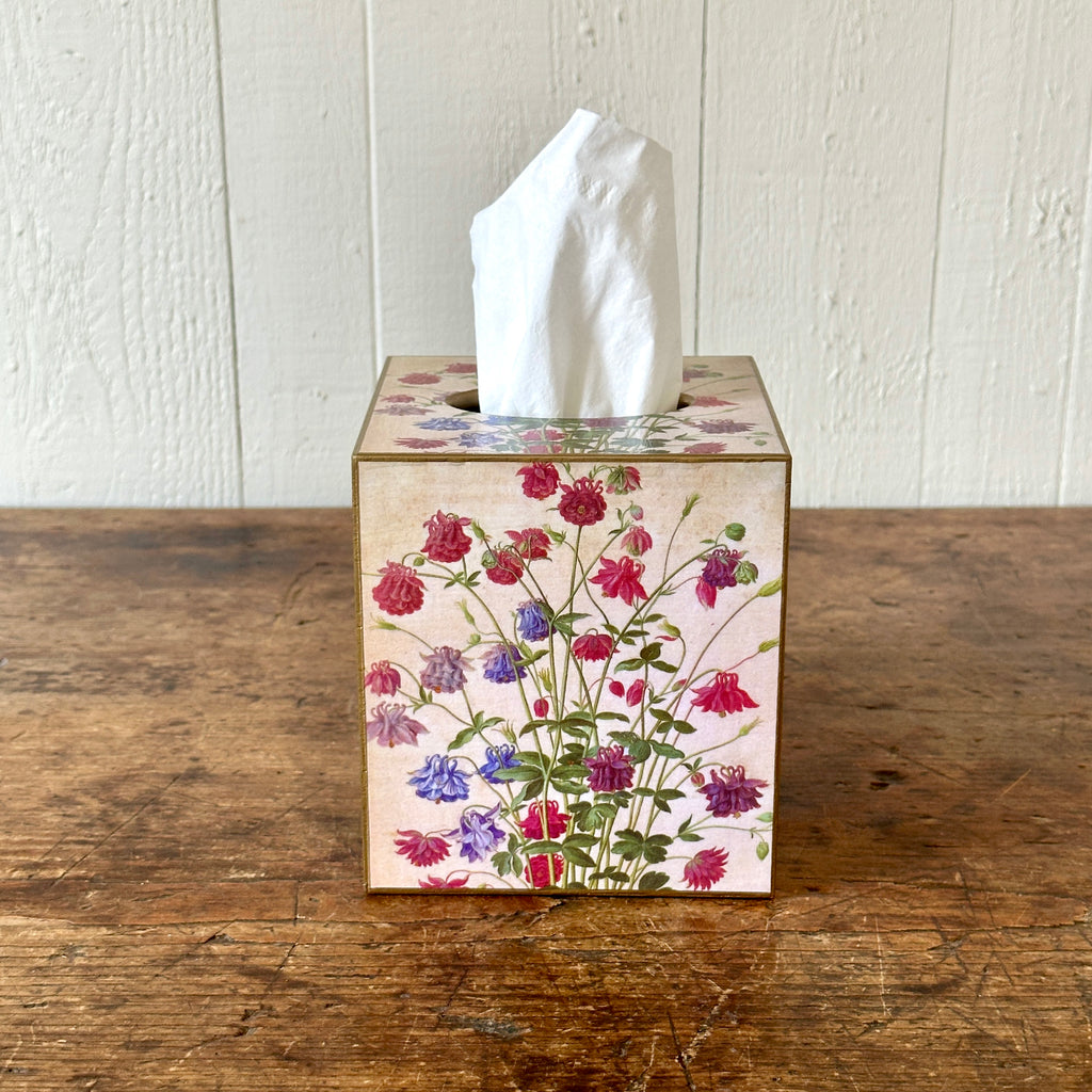Sweet Columbine Wood Tissue Box Cover