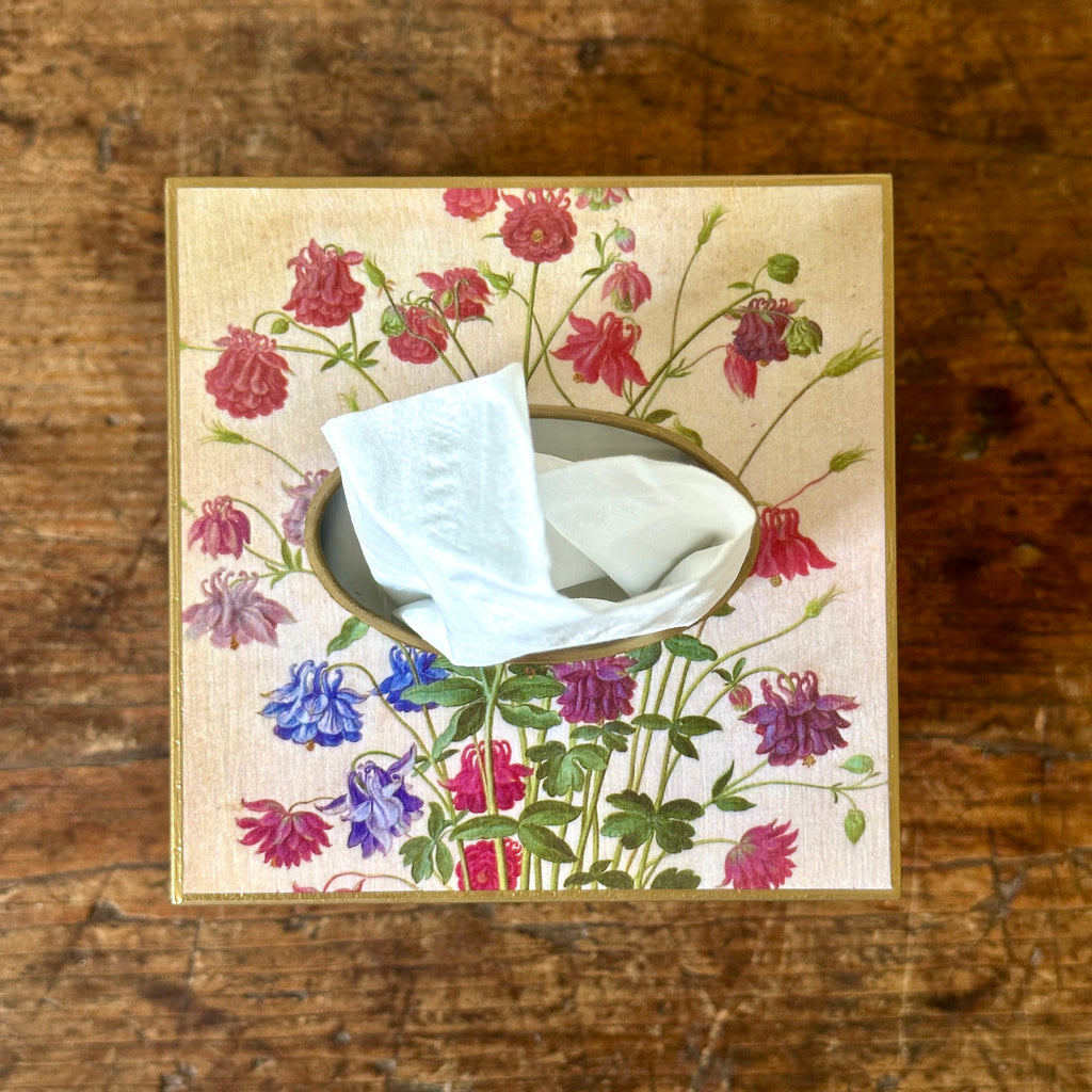 Sweet Columbine Wood Tissue Box Cover