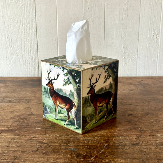 Stag Wood Tissue Box Cover