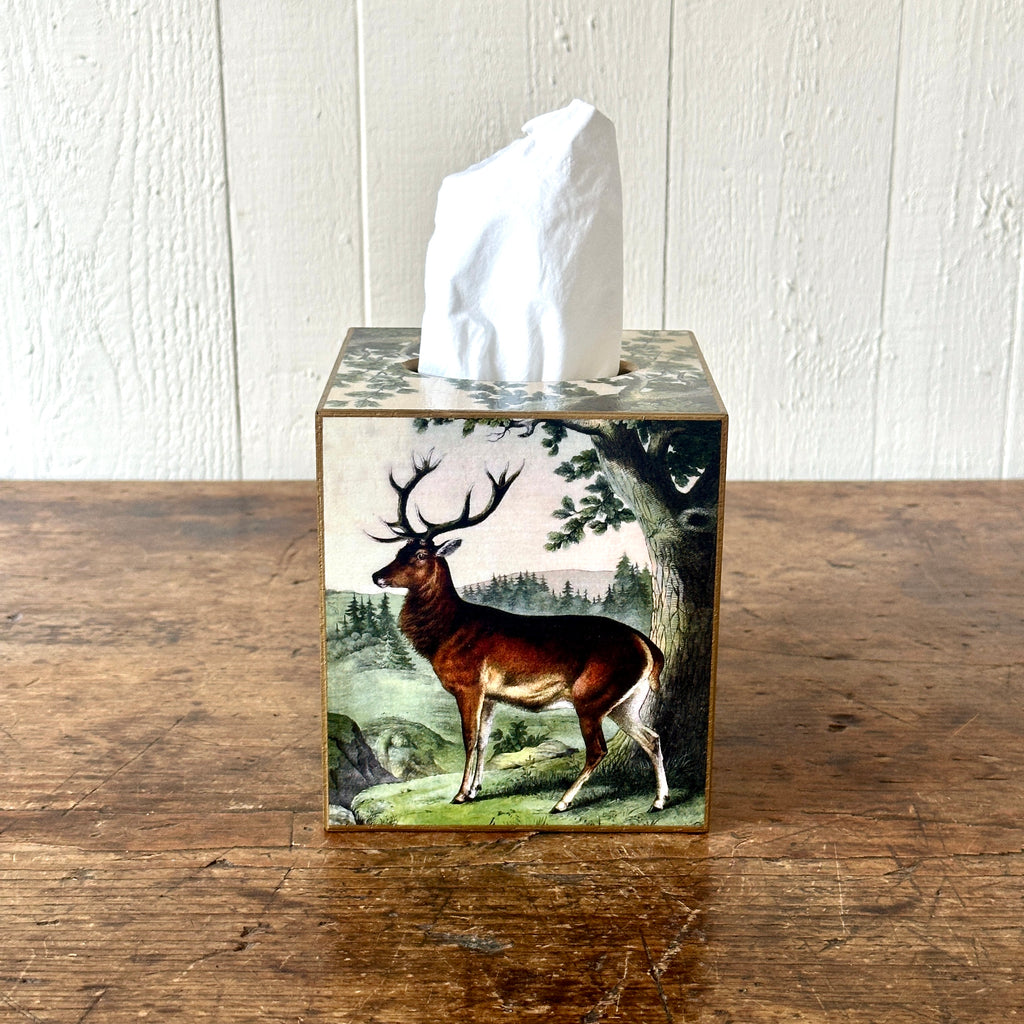 Stag Wood Tissue Box Cover