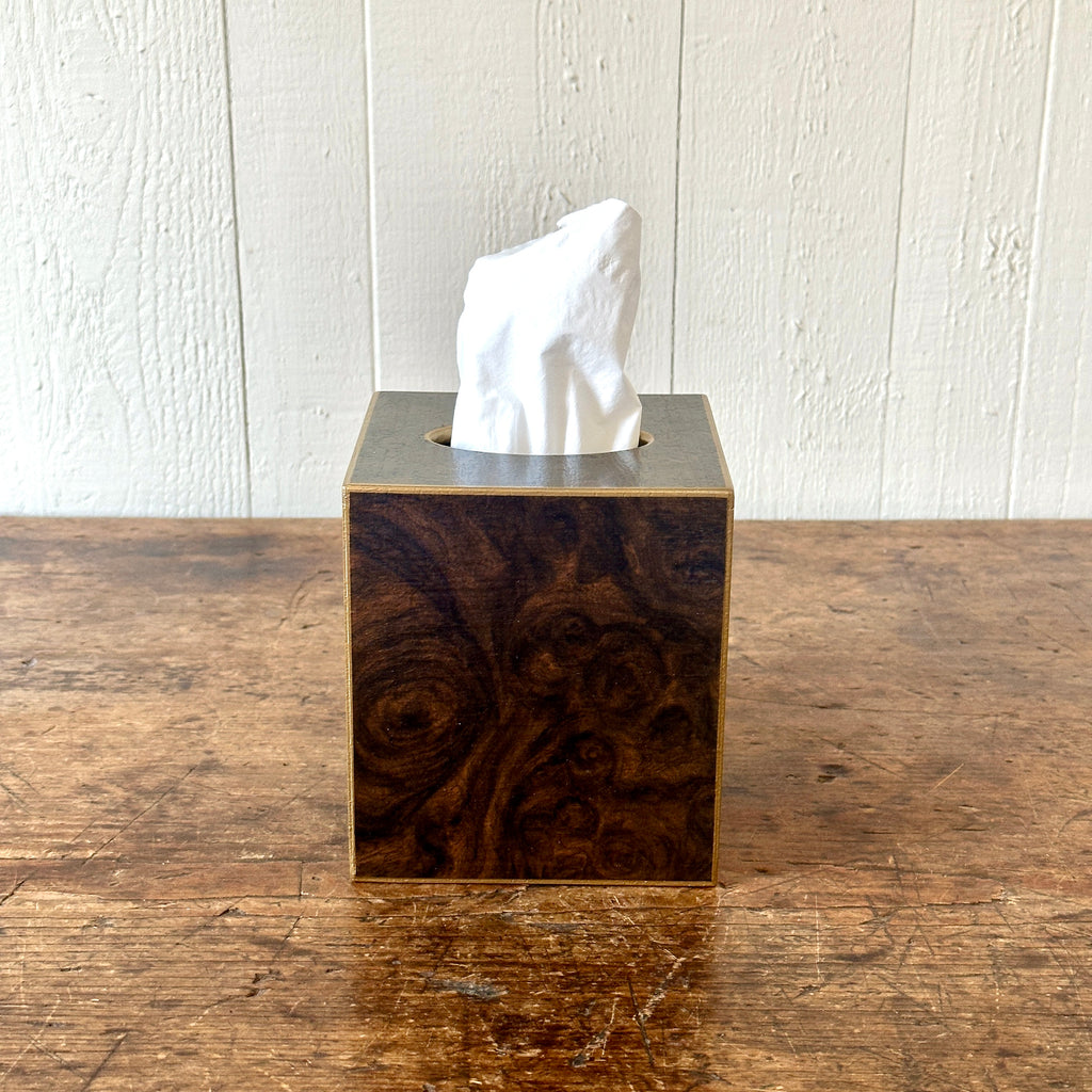 Burlwood Wood Tissue Box Cover
