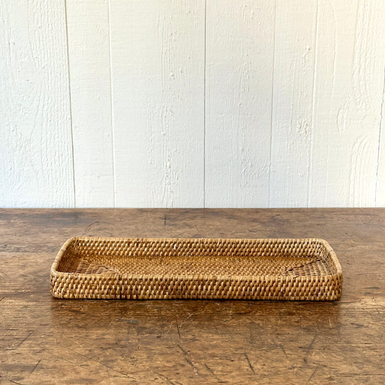 Rattan Powder Room Tray - Honey Brown