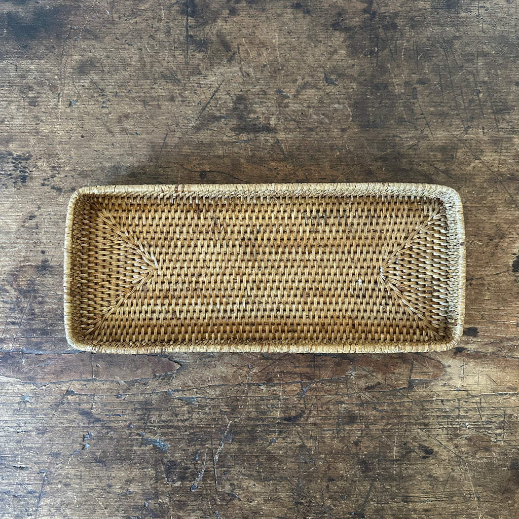 Rattan Powder Room Tray - Honey Brown