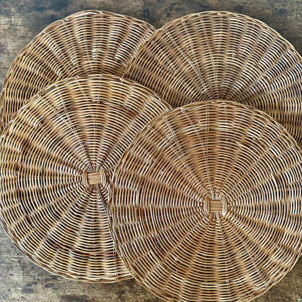 Honey Rattan Round Placemat Set