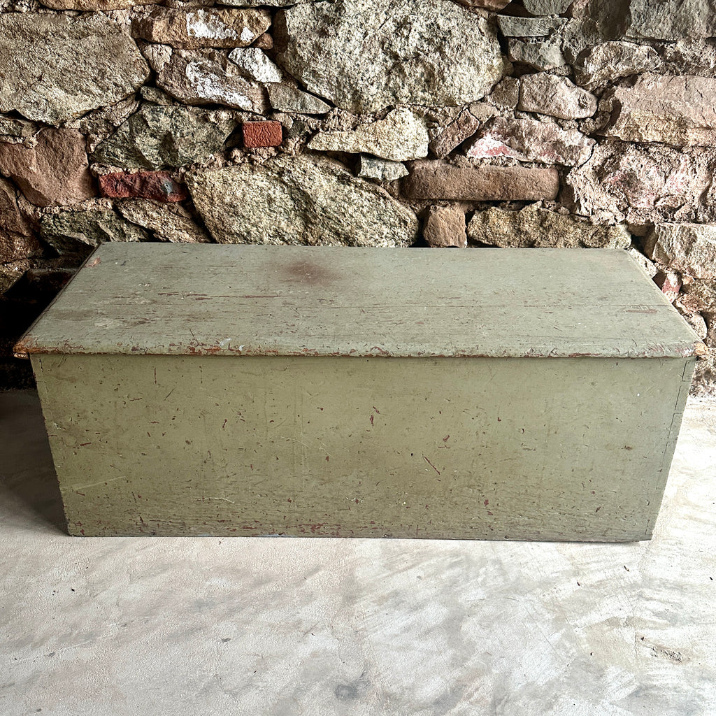 Antique Sage Green Painted Blanket Box