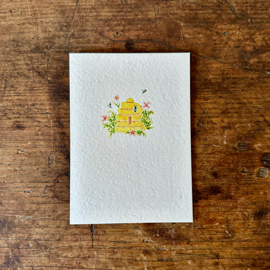 Floral Bee Skep Note Card