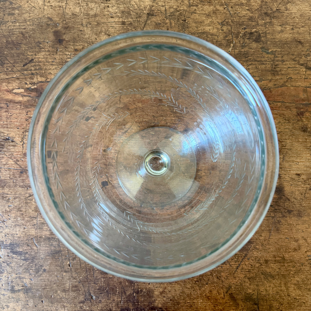 Etched Fern Glass Hurricane