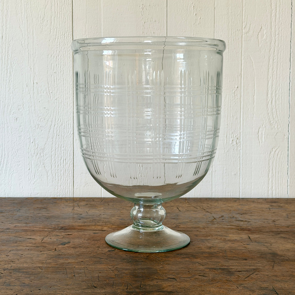 Scottish Plaid Etched Glass Hurricane