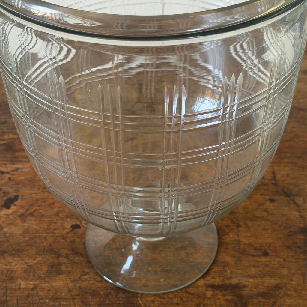 Scottish Plaid Etched Glass Hurricane