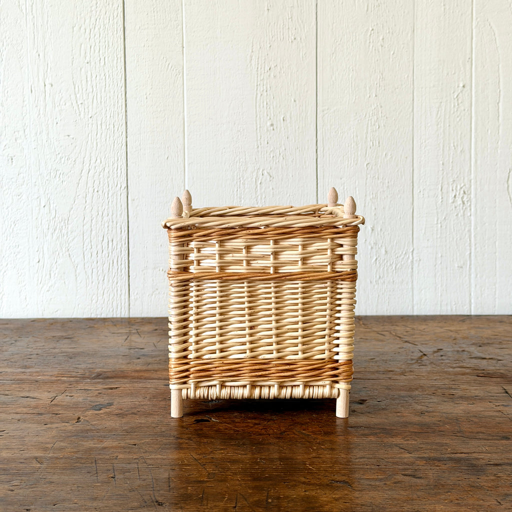 French Wicker Cachepot with Contrast Band