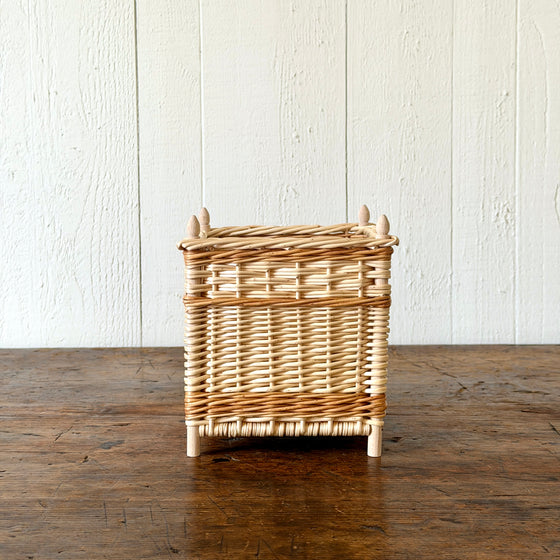 French Wicker Cachepot with Contrast Band