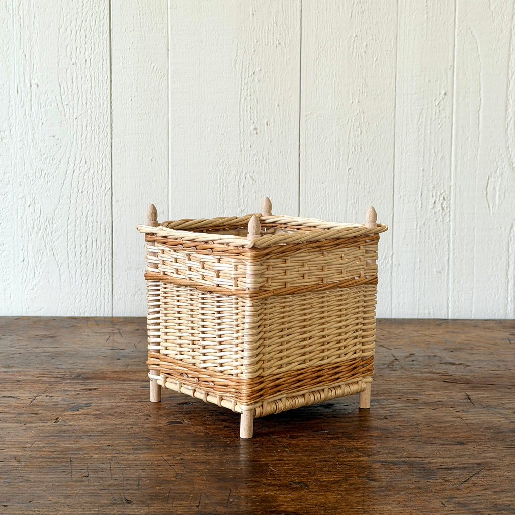 French Wicker Cachepot with Contrast Band