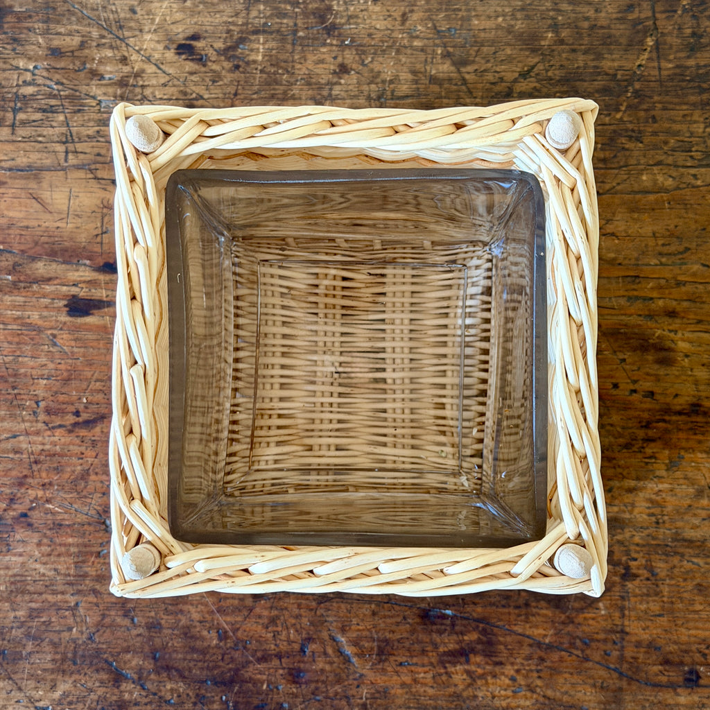 French Wicker Cachepot with Contrast Band
