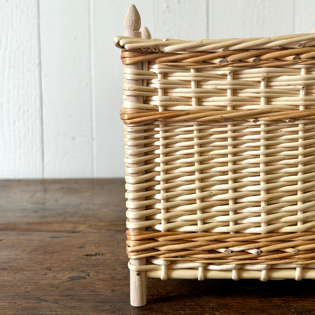 French Wicker Cachepot with Contrast Band