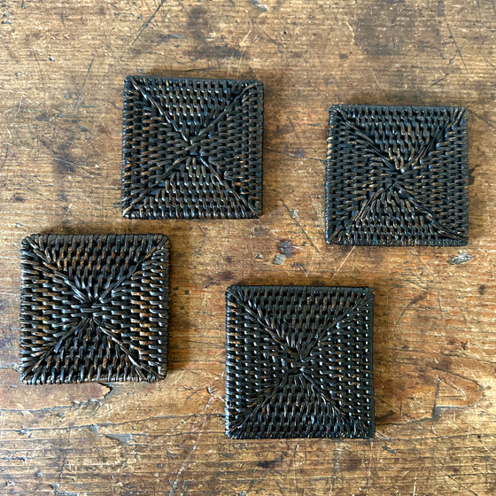 Espresso Polished Rattan Coasters