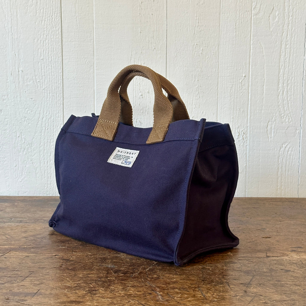 Navy Mini Cabas Tote w/Khaki Handles