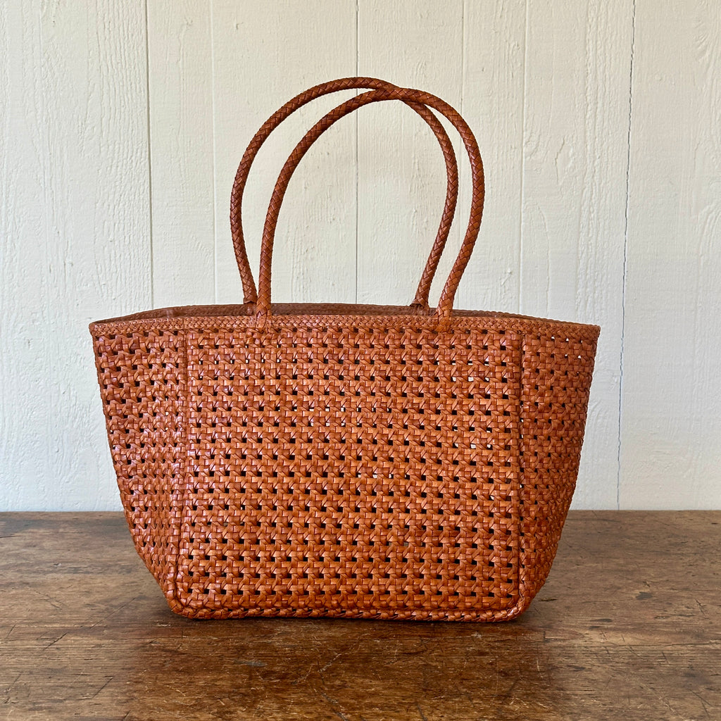 Handwoven Tan Leather Tote