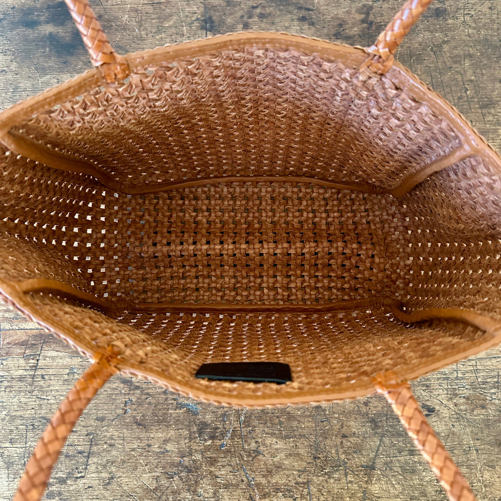 Handwoven Tan Leather Tote