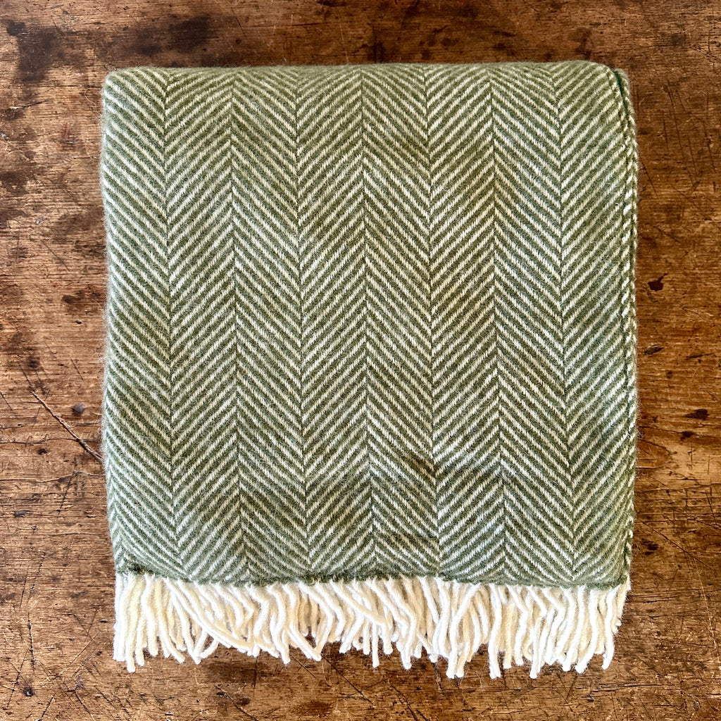 Sage Green Herringbone Picnic Blanket