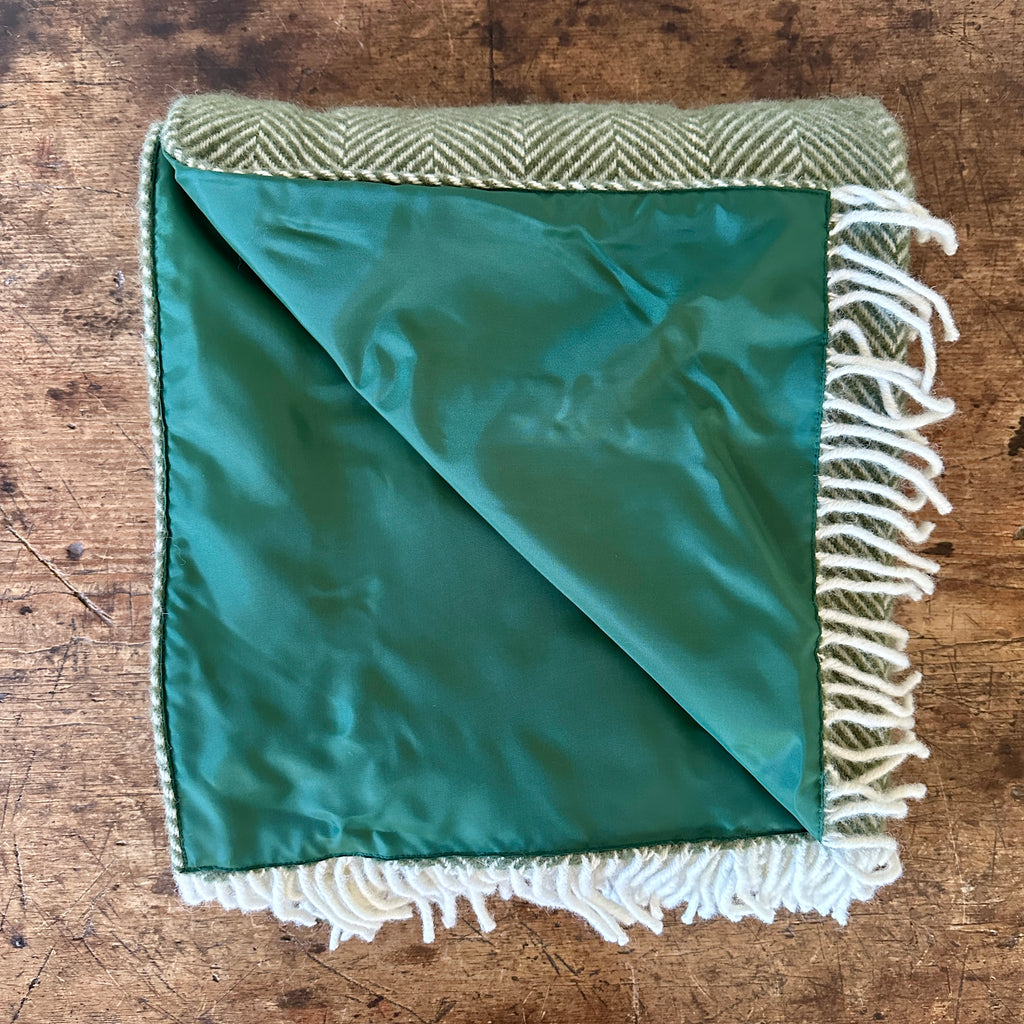 Sage Green Herringbone Picnic Blanket