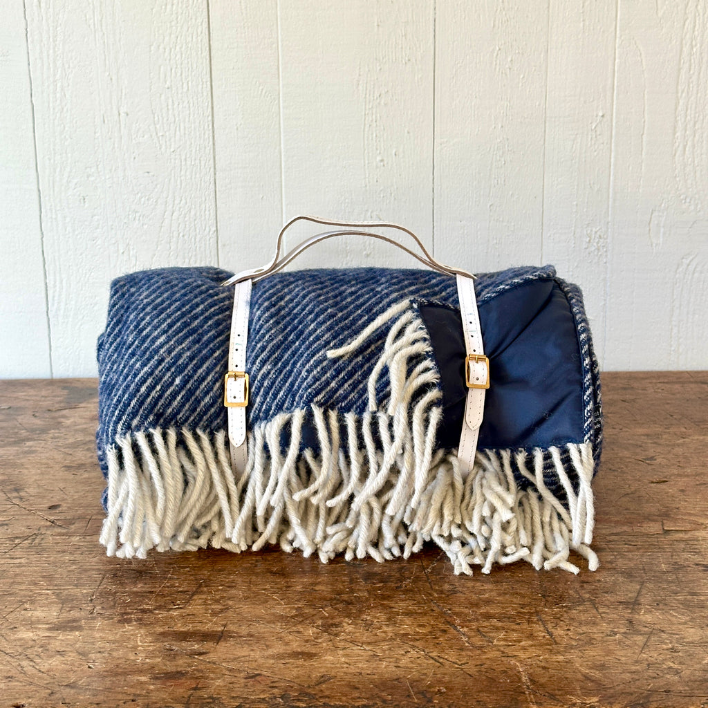 Navy Herringbone Picnic Blanket