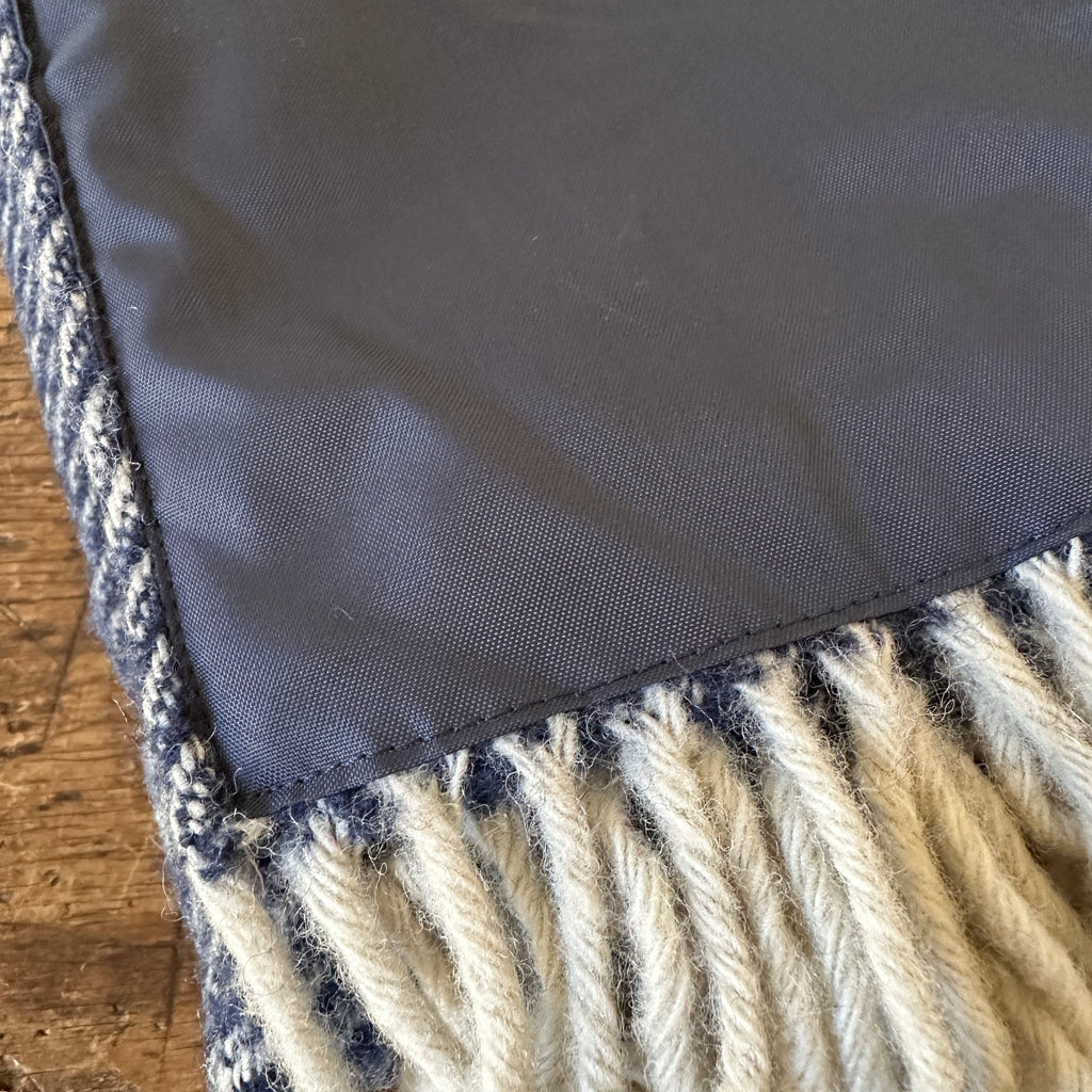 Navy Herringbone Picnic Blanket