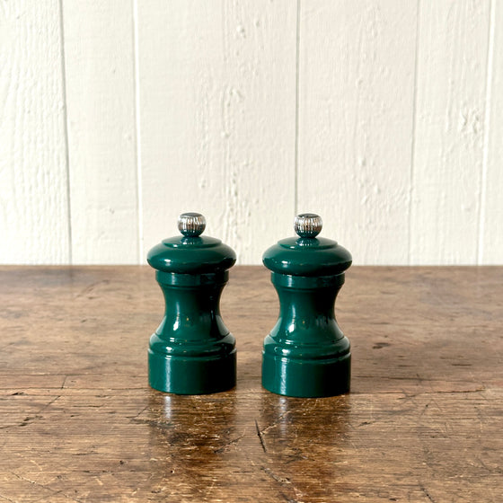 4" Green Lacquered Wood Salt and Pepper Mill Set