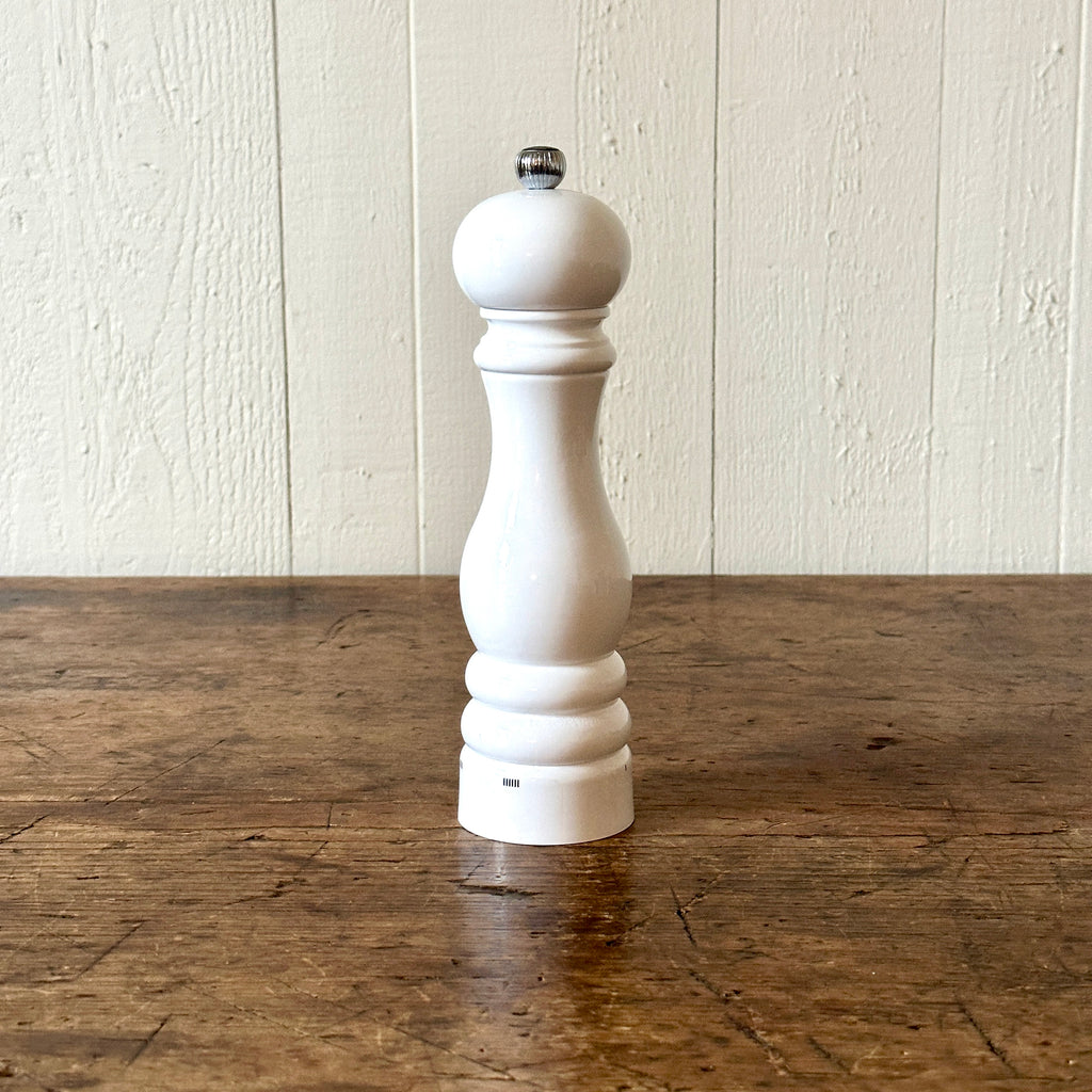 9" White Lacquered Wood Pepper Mill