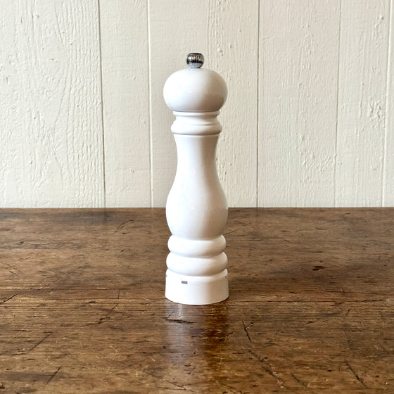 9" White Lacquered Wood Pepper Mill