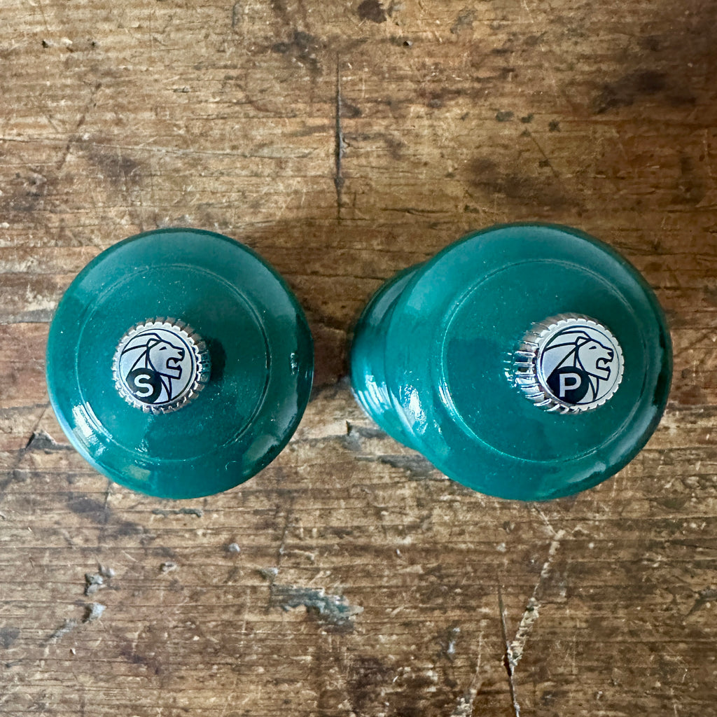 4" Green Lacquered Wood Salt and Pepper Mill Set