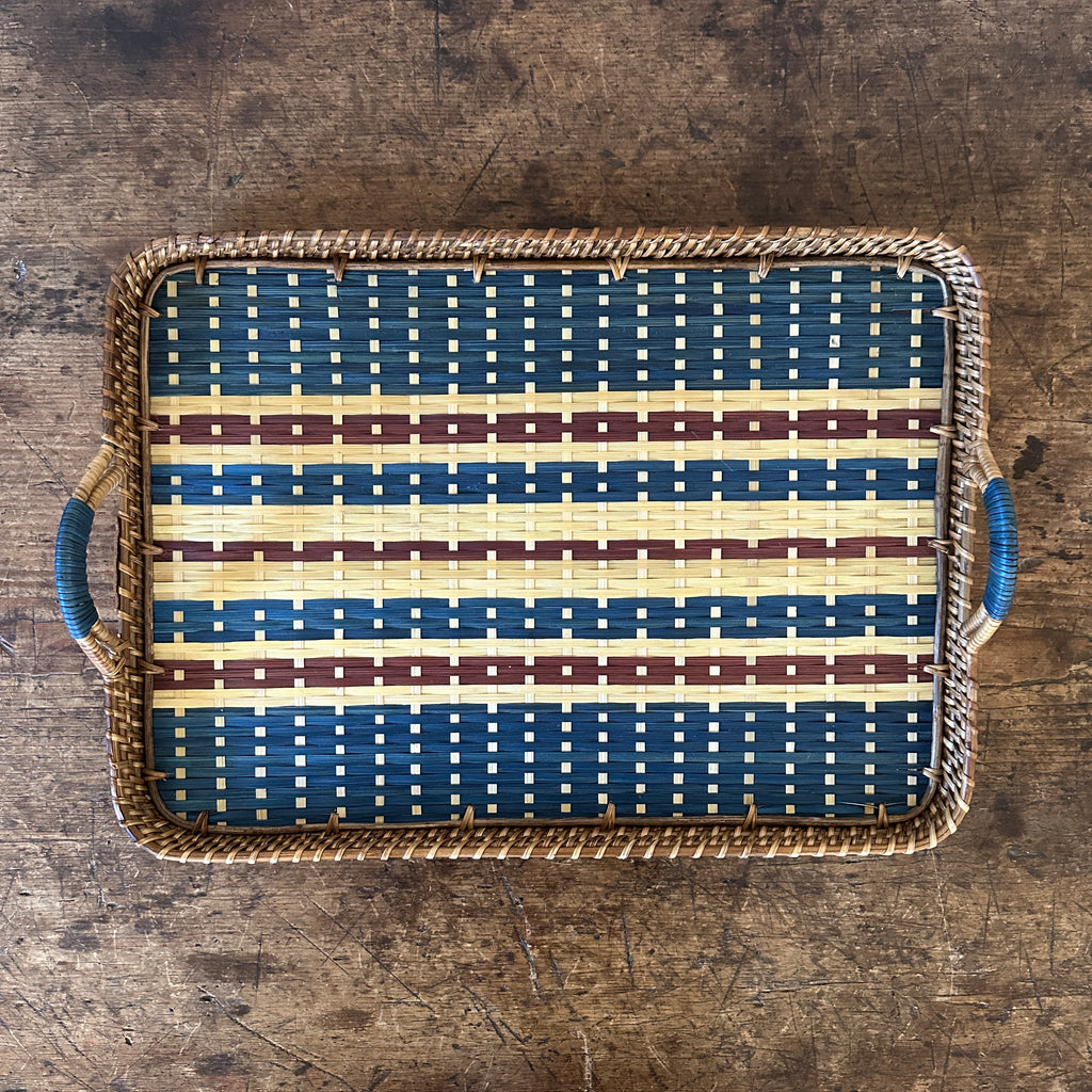 Danish Stripe 18" Cane Tray