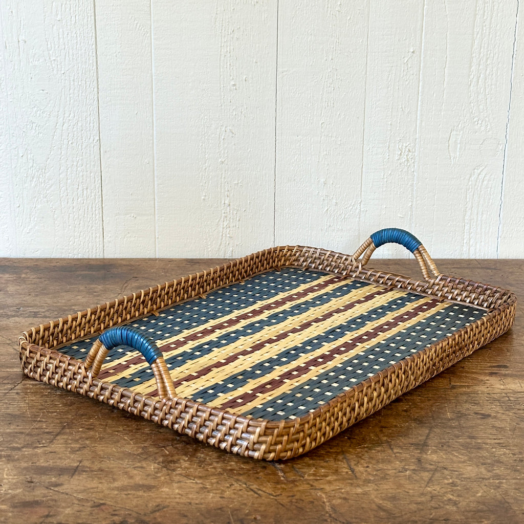 Danish Stripe 18" Cane Tray