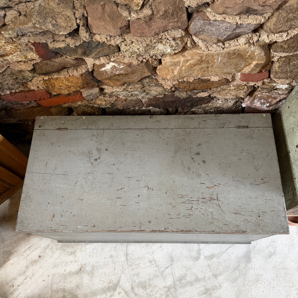 Antique American Gray Blanket Box